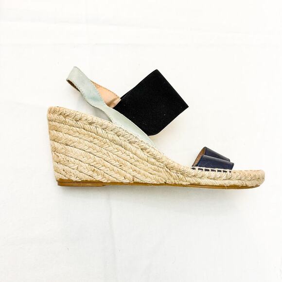 Charles David Spain Espadrille Wedge Leather Banded Sandals Size 40 - Picture 3 of 7